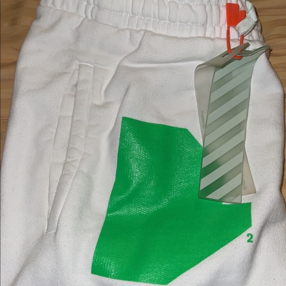 Authentic Off-White “Golden Ratio” White/Neon Sweatpants. From Neiman Marcus - Picture 4 of 5